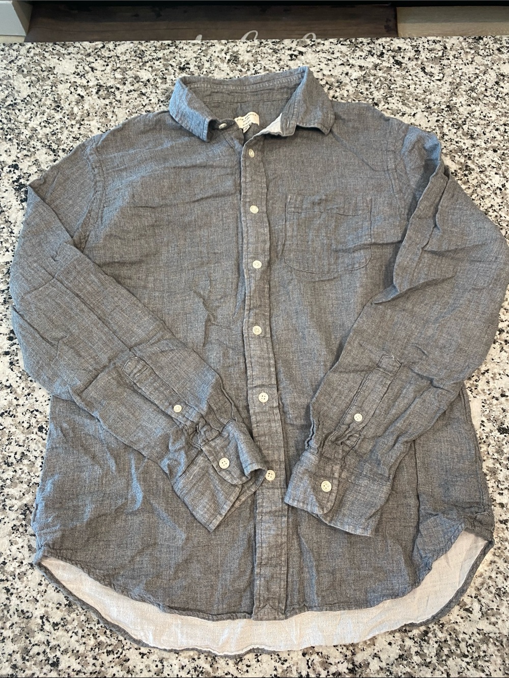 Men's Gray Button-Down Linen Shirt - Club Monaco Medium